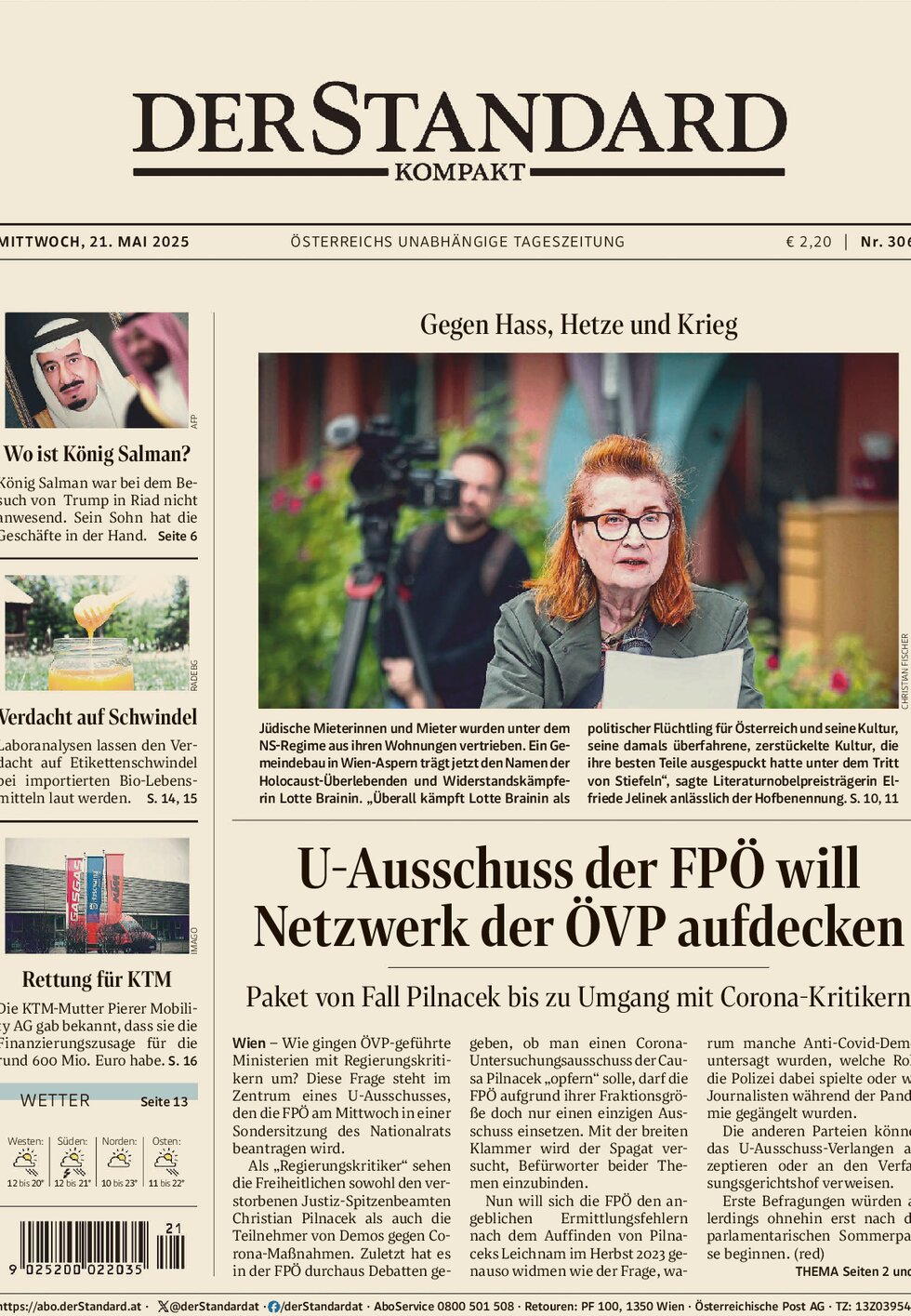 Der Standard - Front Page - 05/21/2025