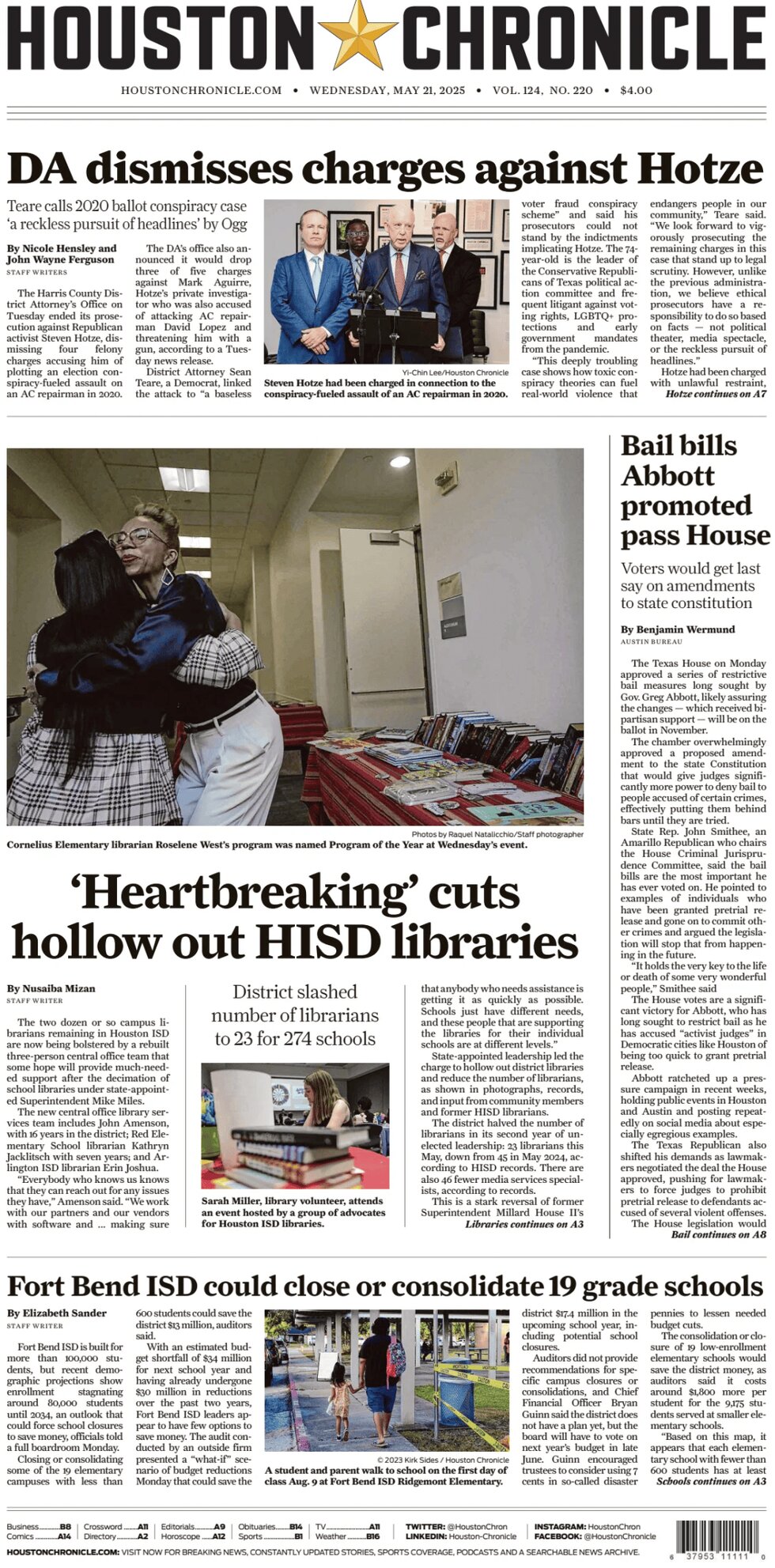 Houston Chronicle - Cover - 05/21/2025