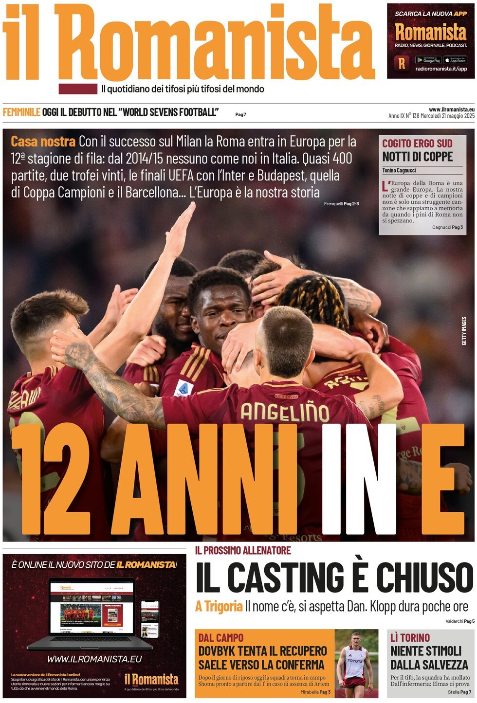 Il Romanista - Front Page - 05/21/2025