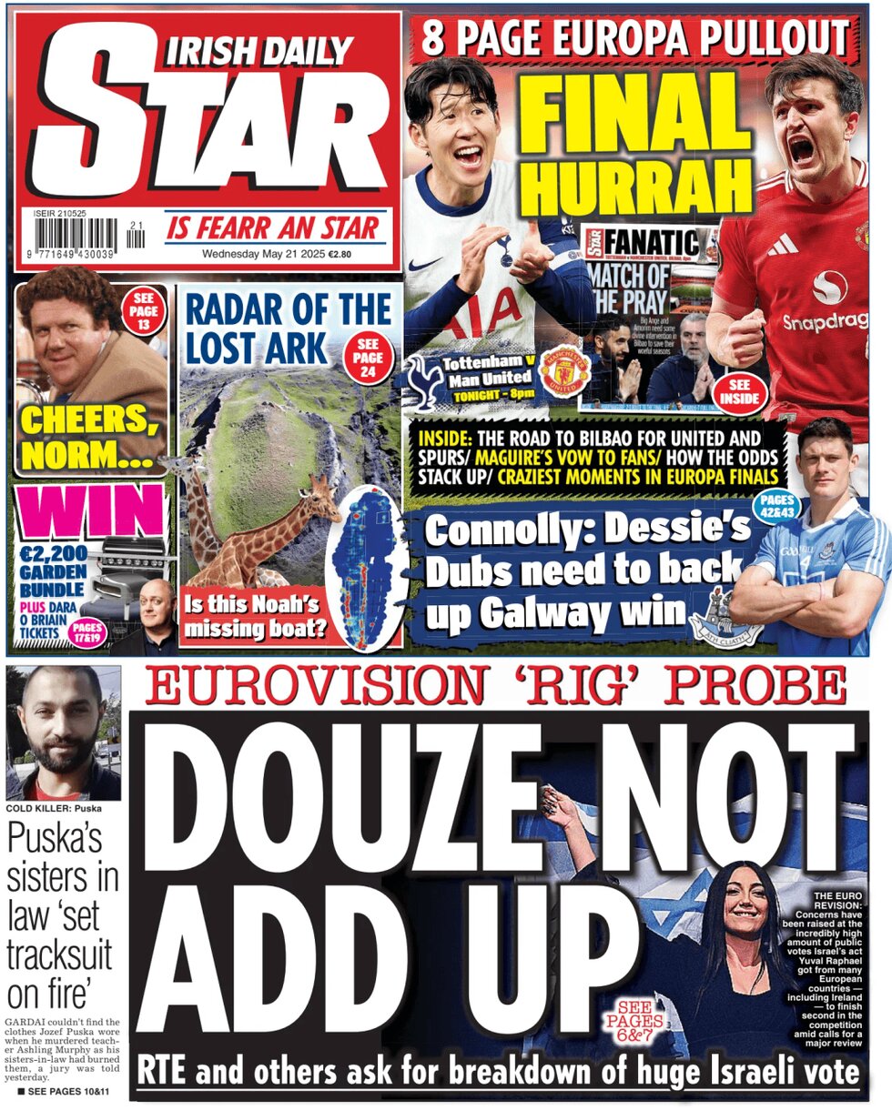 Irish Daily Star - Front Page - 05/21/2025