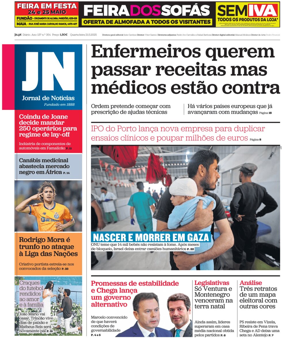 Jornal de Notícias - Front Page - 05/21/2025