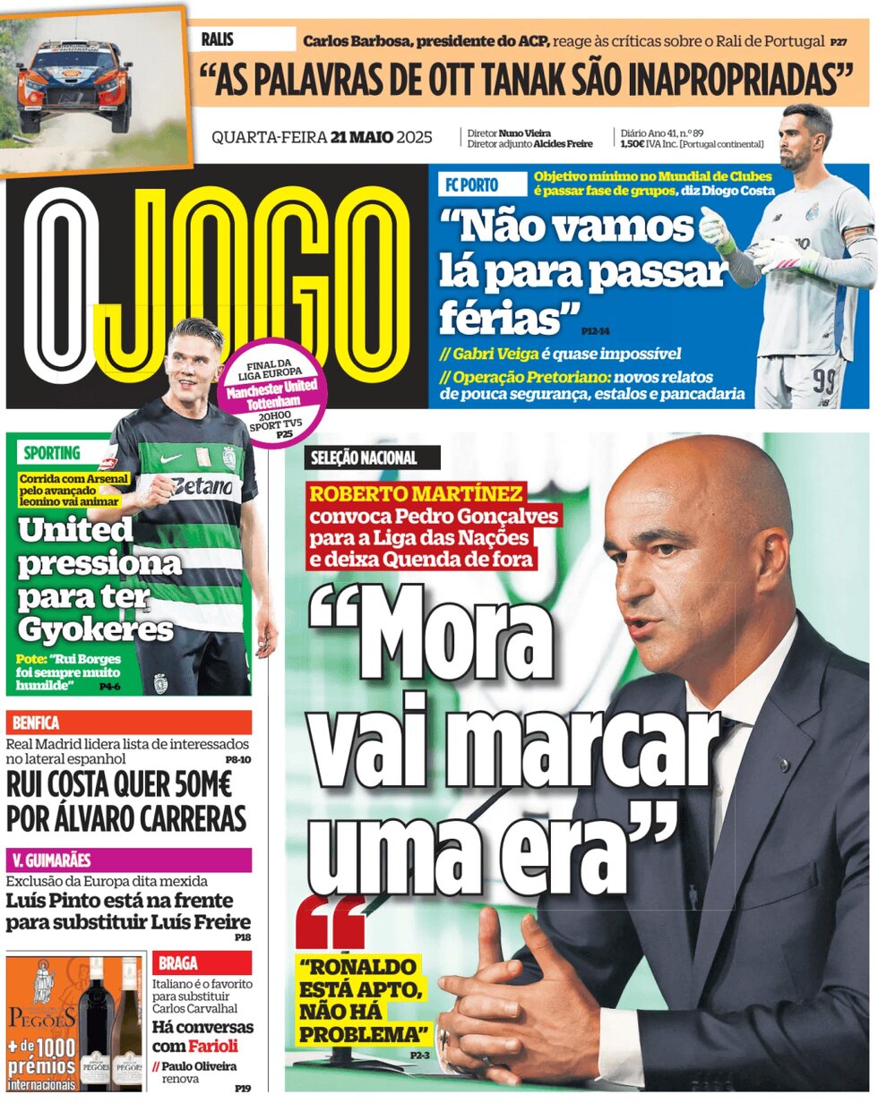 O Jogo - Front Page - 05/21/2025