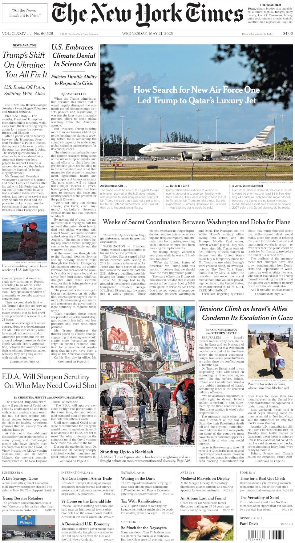 The New York Times - Cover - 05/21/2025