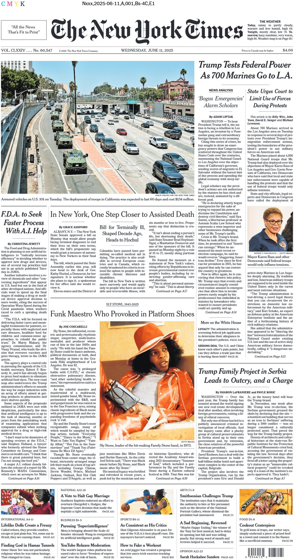 The New York Times - Today's Front Page, 11/06/2025