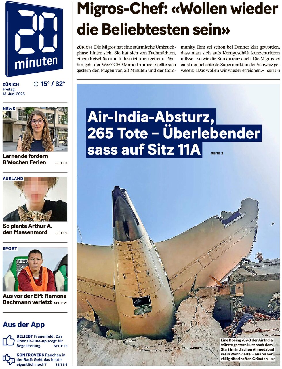 20 Minuten - Front Page - 06/13/2025