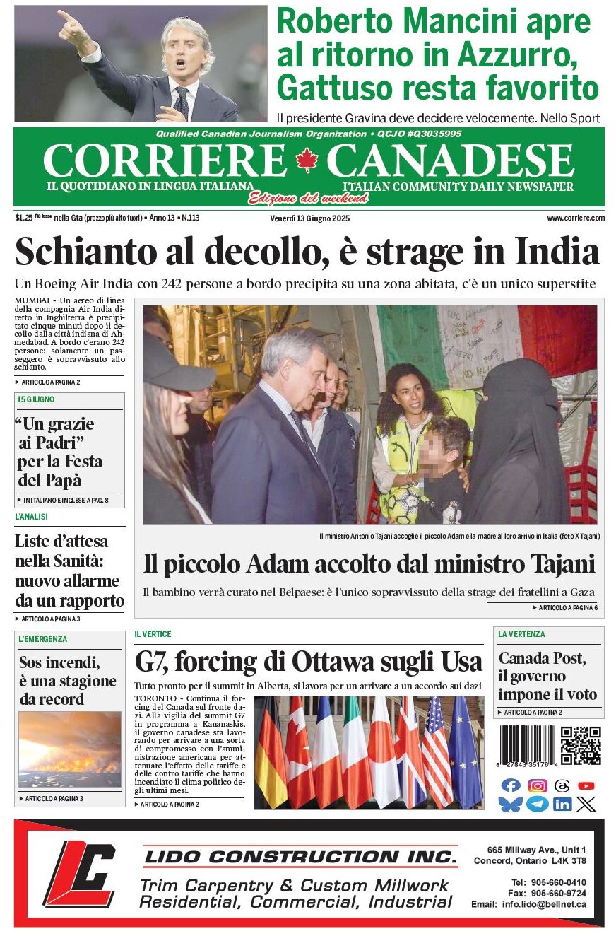 Corriere Canadese - Front Page - 06/13/2025