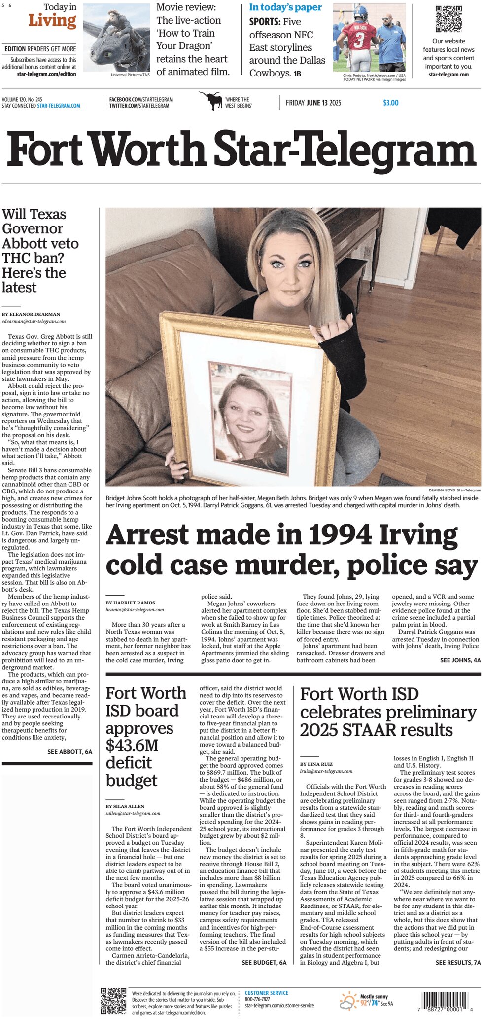 Fort Worth Star-Telegram - Cover - 06/13/2025