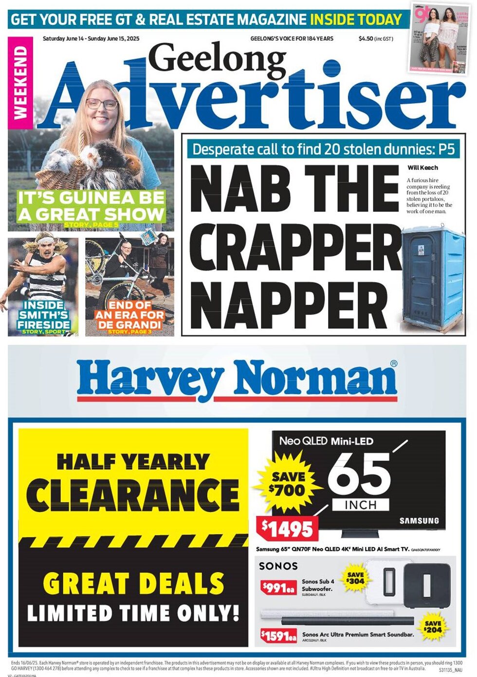 Geelong Advertiser - Front Page - 06/15/2025