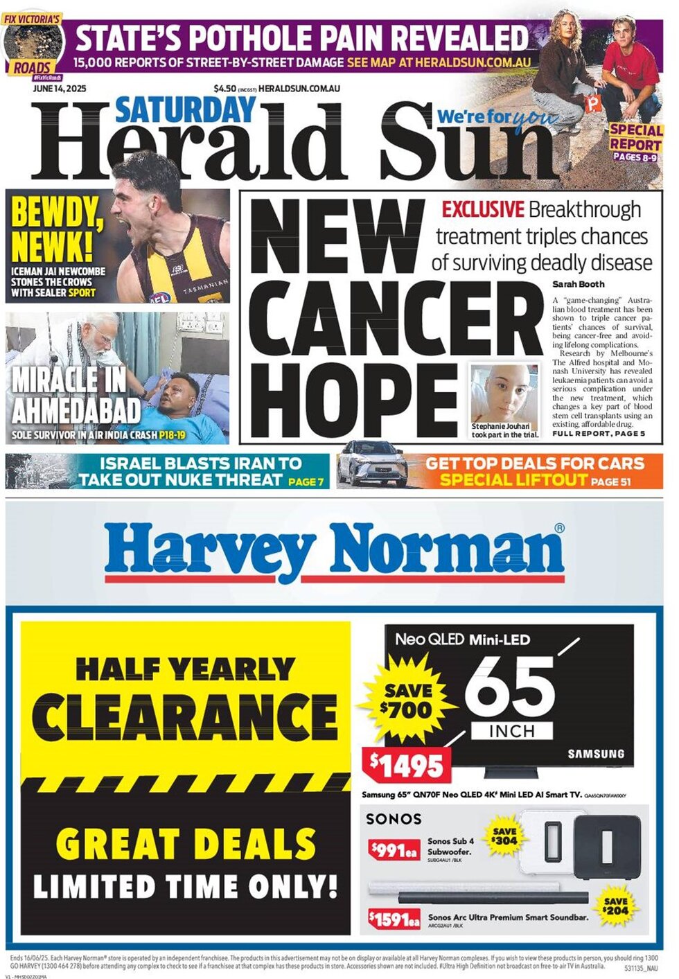 Herald Sun - Front Page - 06/14/2025