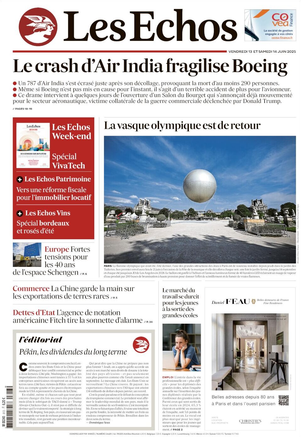 Les Échos - Front Page - 06/14/2025