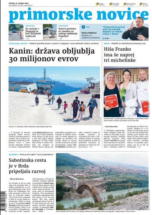 Primorske Novice - Front Page - 06/13/2025