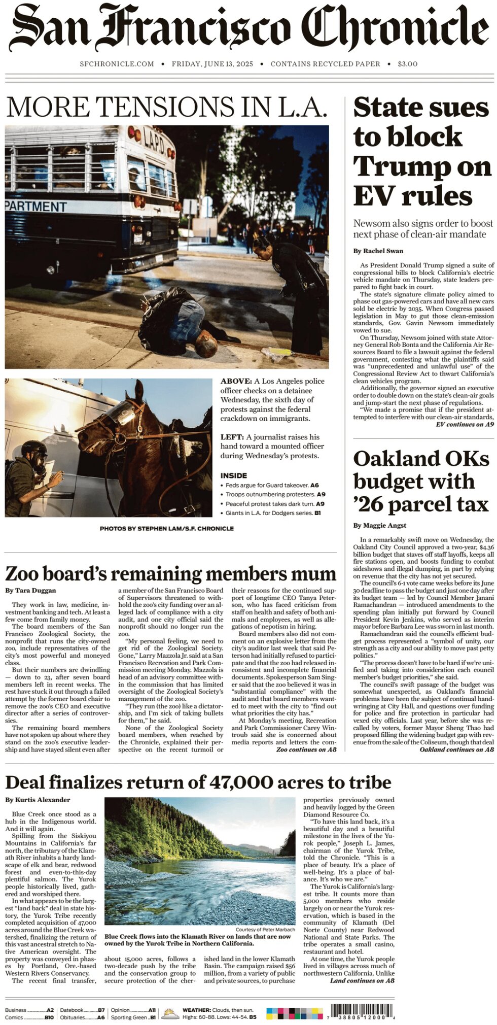 San Francisco Chronicle - Cover - 06/13/2025