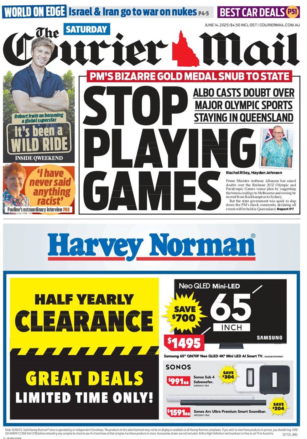 The Courier-Mail - Front Page - 06/14/2025
