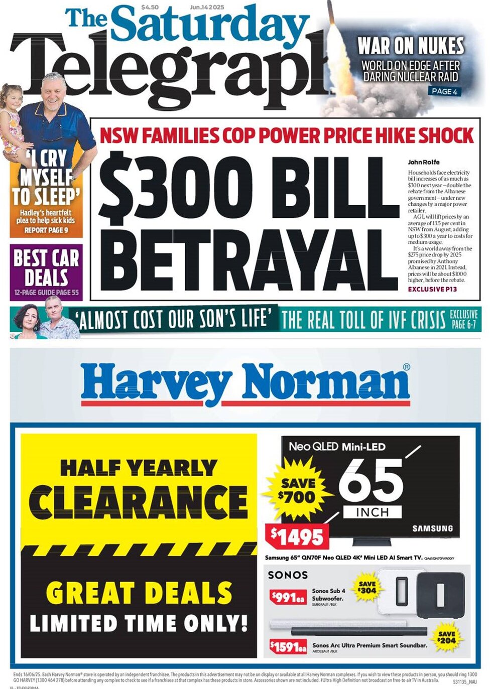 The Daily Telegraph (Sydney) - Front Page - 06/14/2025