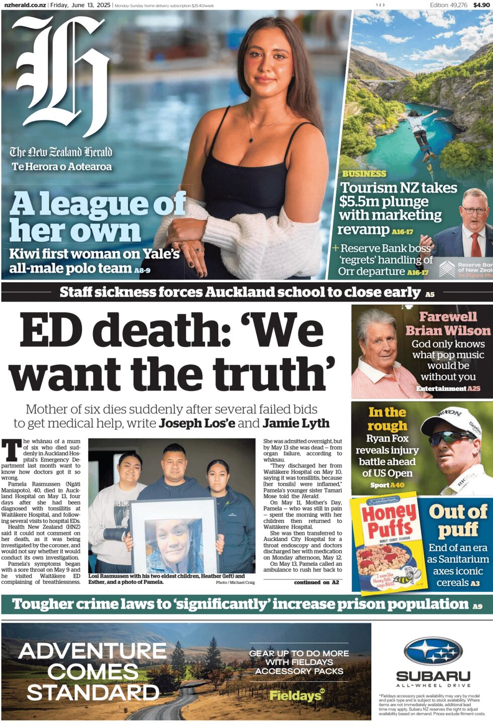 The New Zealand Herald - Front Page - 06/13/2025