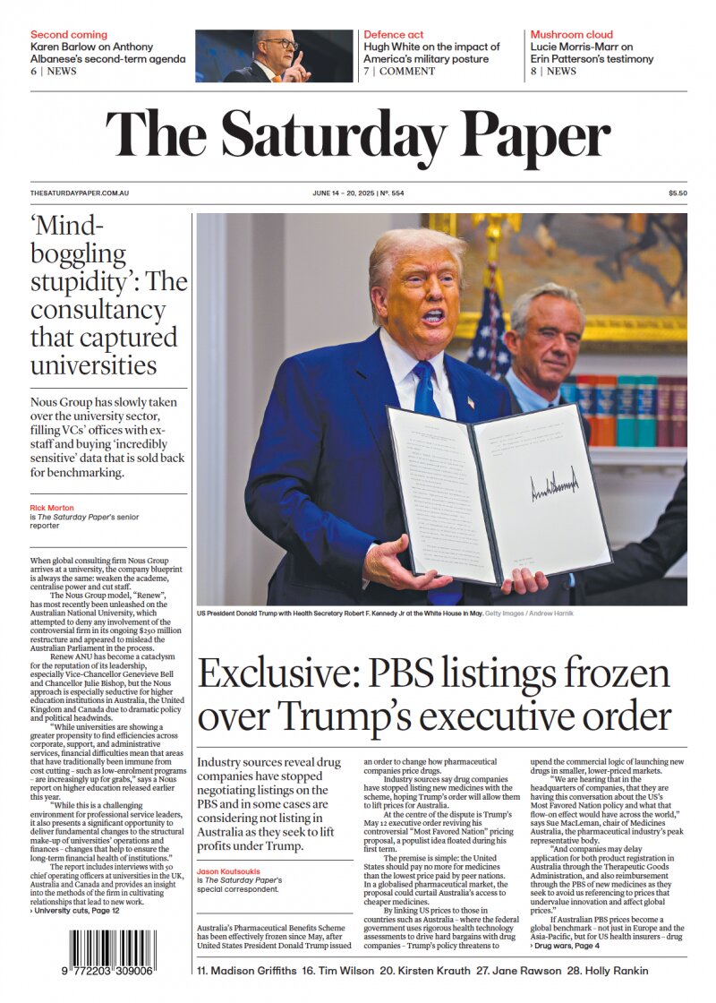The Saturday Paper - Cover - 06/14/2025