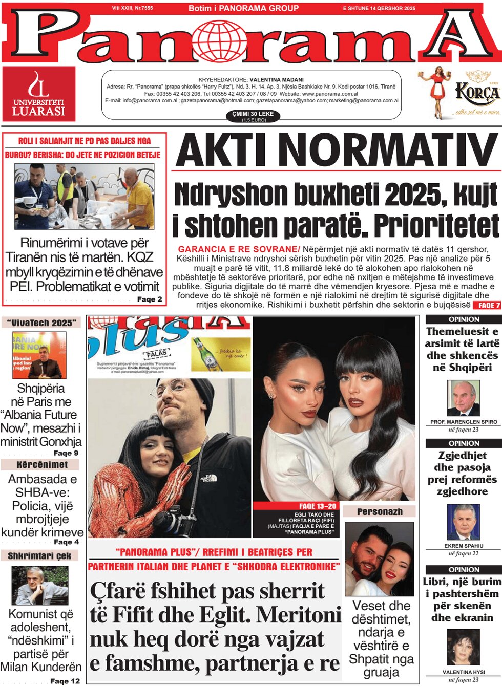 Gazeta Panorama - Front Page - 06/14/2025