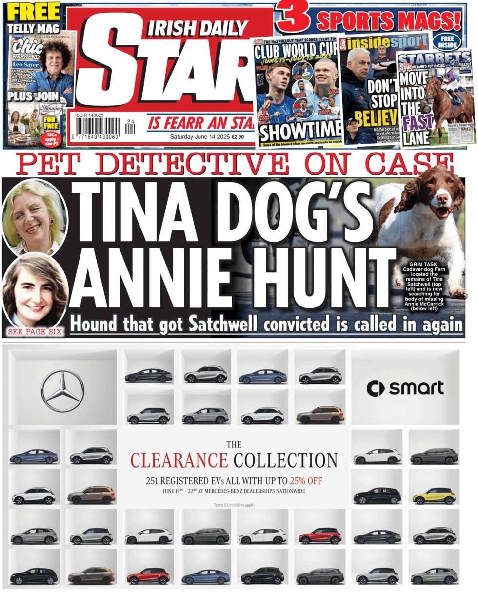 Irish Daily Star - Front Page - 06/14/2025