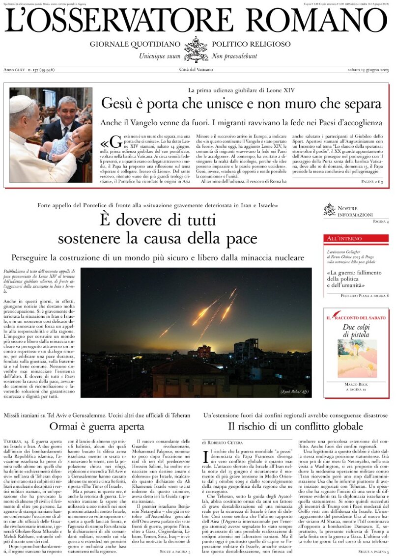 L'Osservatore Romano - Front Page - 06/14/2025