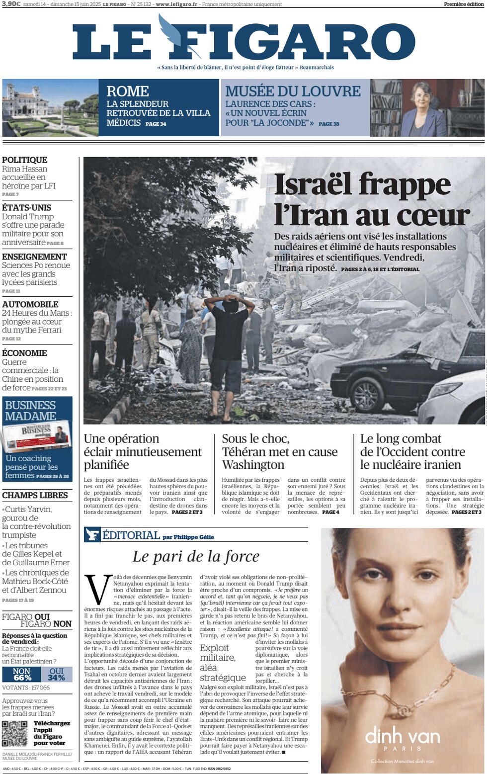 Le Figaro - Front Page - 06/15/2025