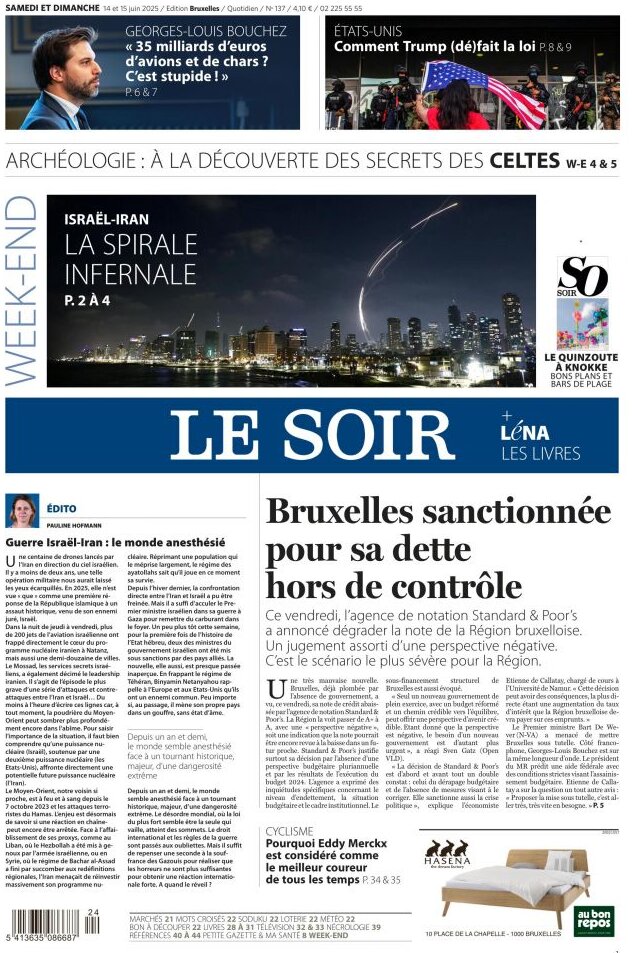Le Soir - Front Page - 06/15/2025