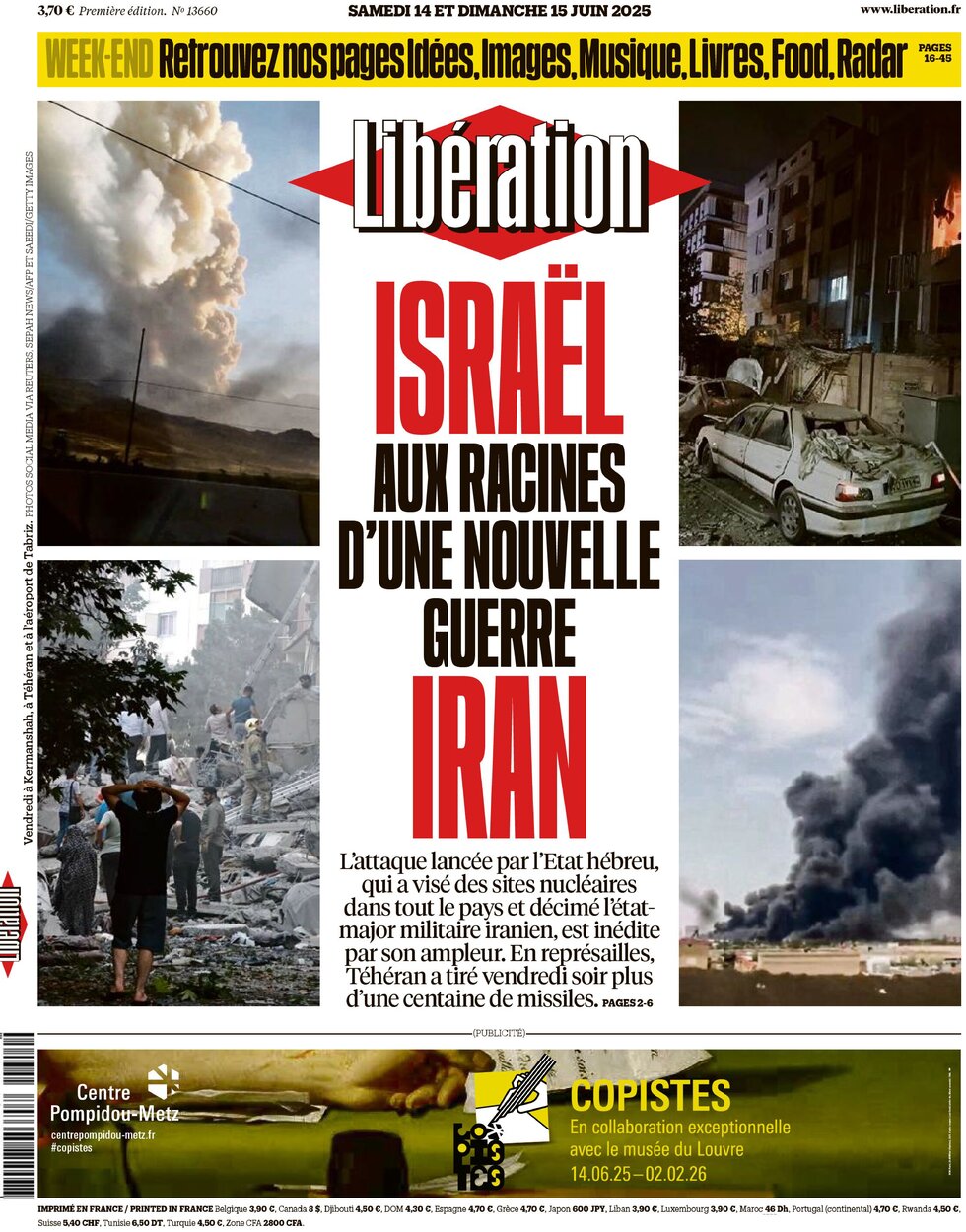 Libération - Front Page - 06/15/2025