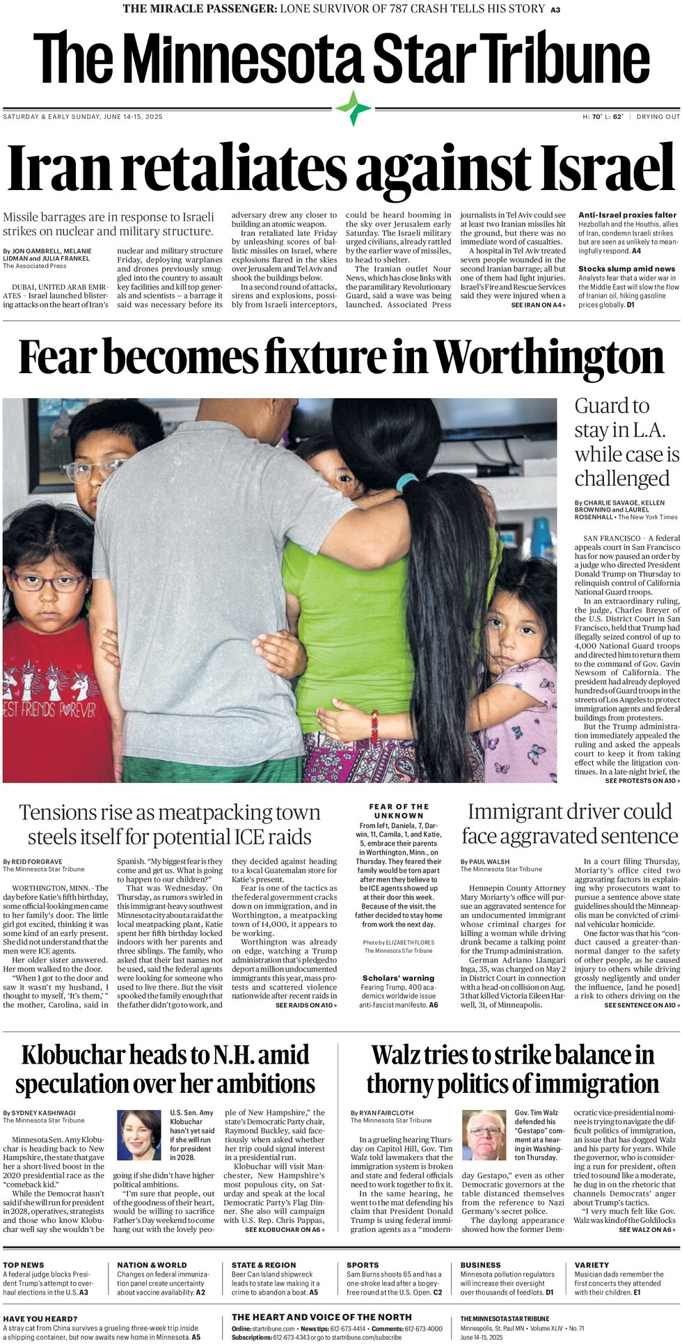 The Minnesota Star Tribune - Cover - 06/14/2025