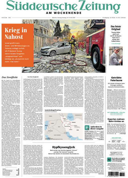 Süddeutsche Zeitung - Front Page - 06/14/2025