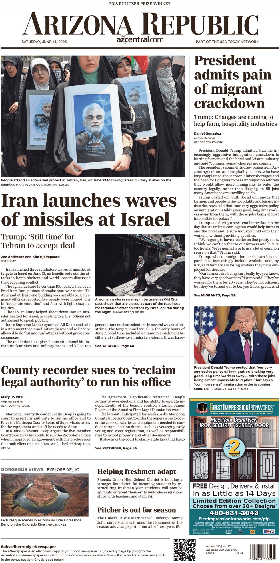 The Arizona Republic - Cover - 06/14/2025
