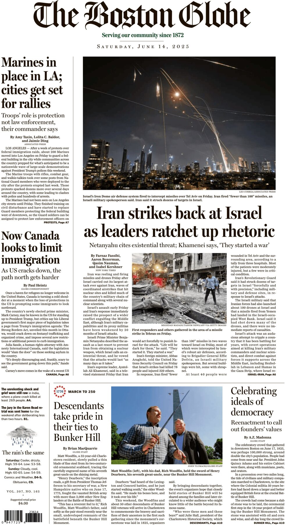The Boston Globe - Cover - 06/14/2025