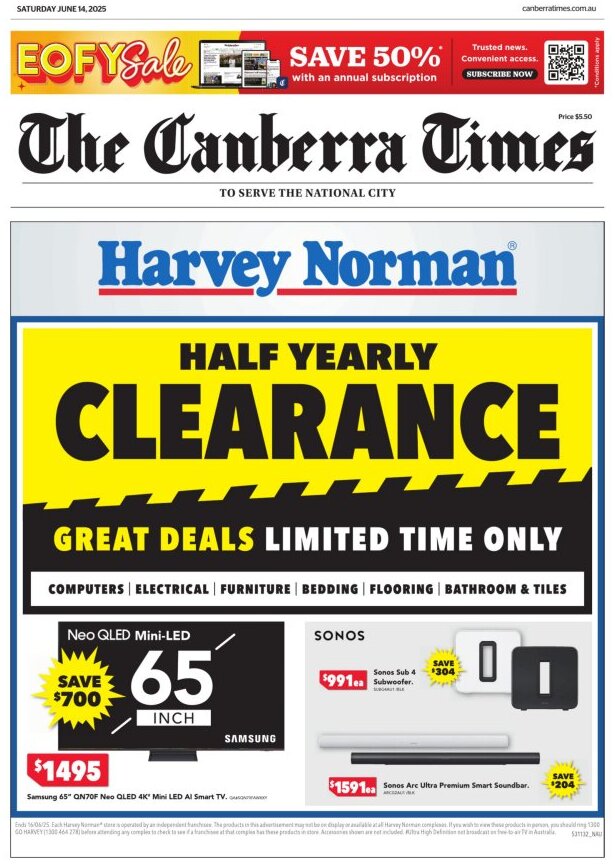 The Canberra Times - Front Page - 06/14/2025