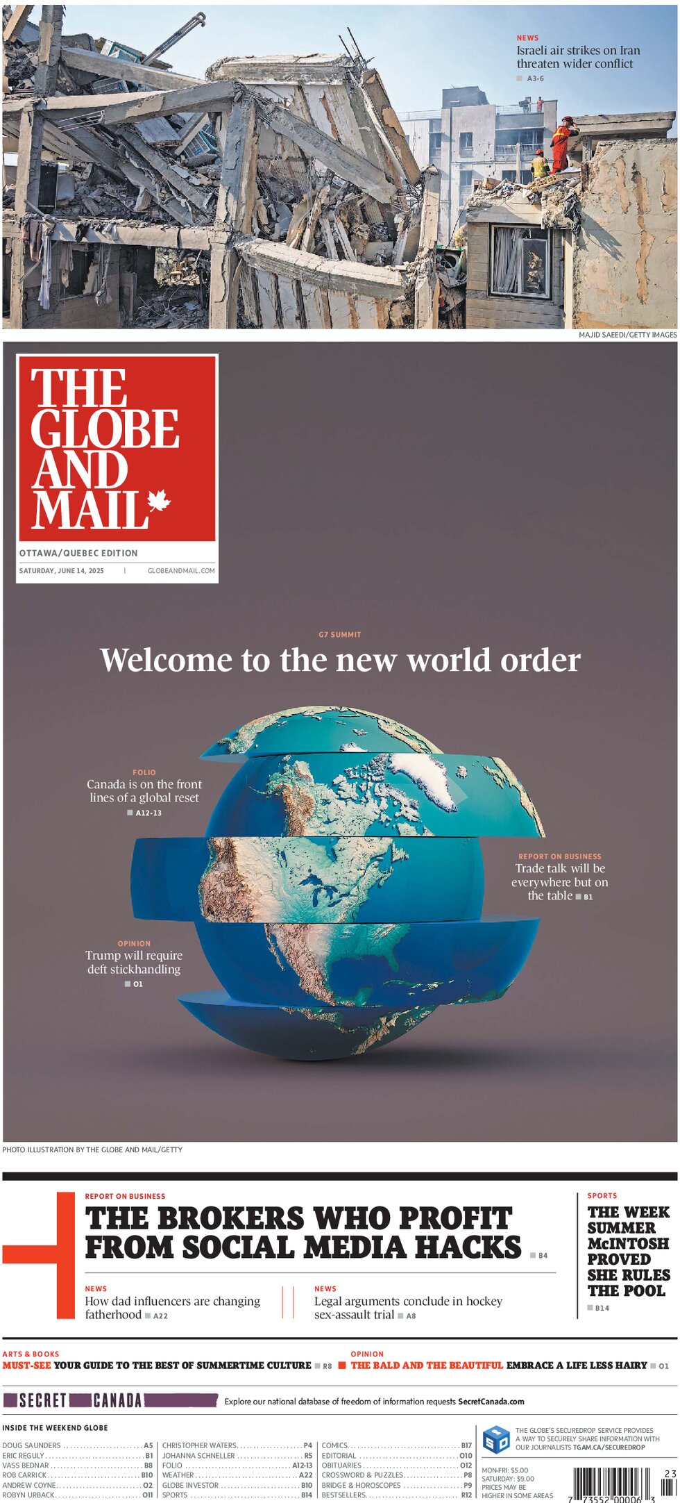 The Globe and Mail - Front Page - 06/14/2025