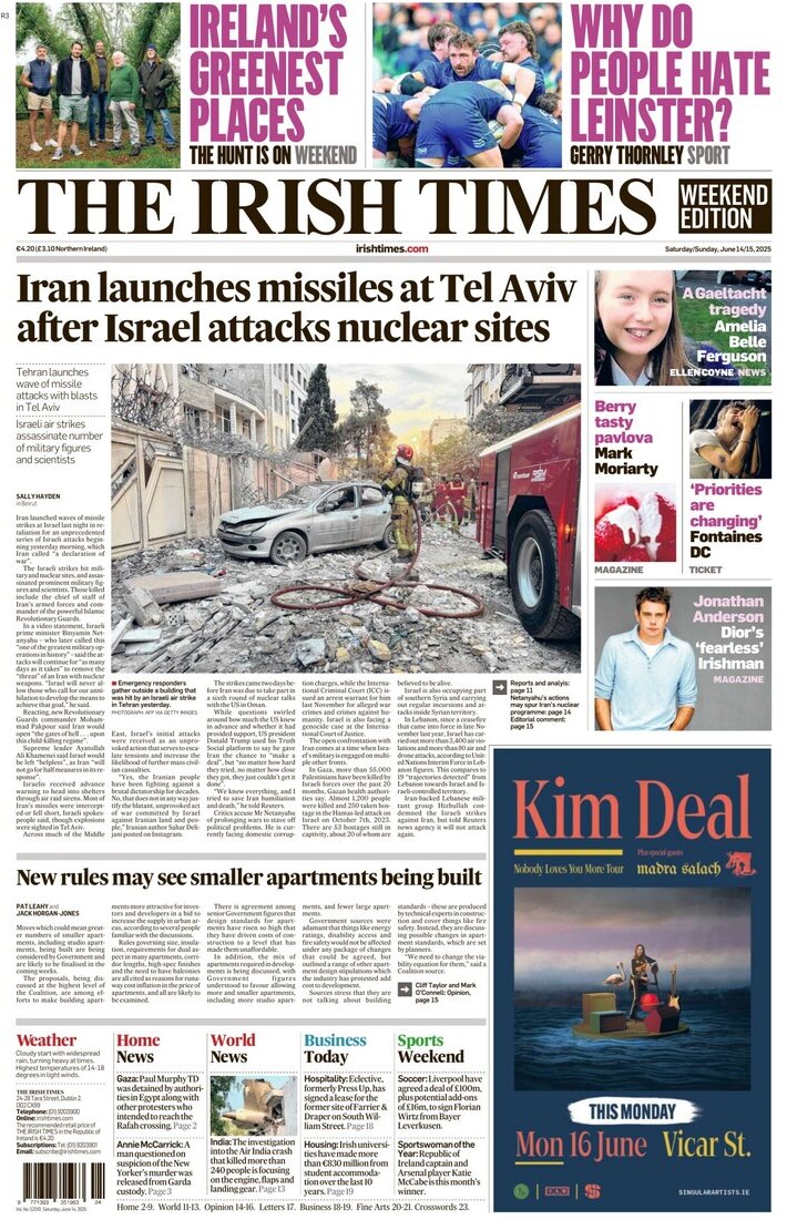 The Irish Times - Front Page - 06/15/2025