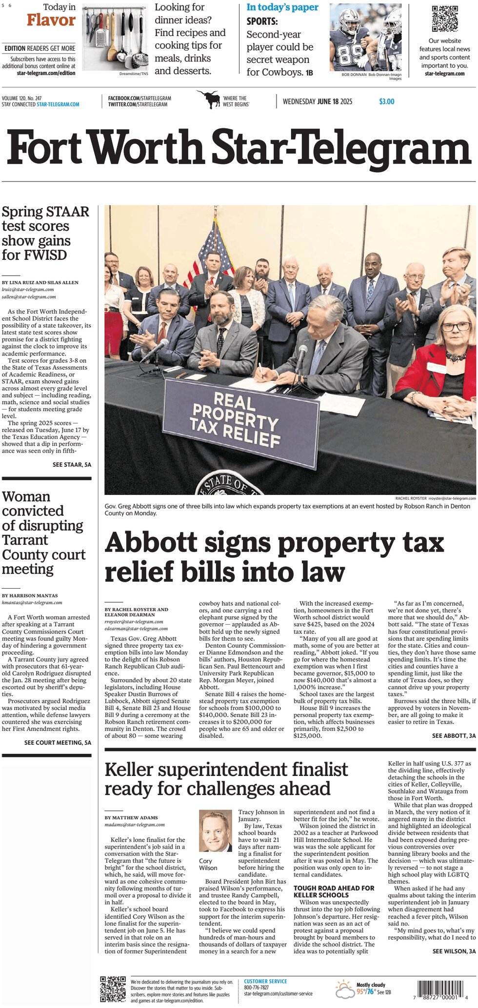 Fort Worth Star-Telegram - Cover - 06/18/2025