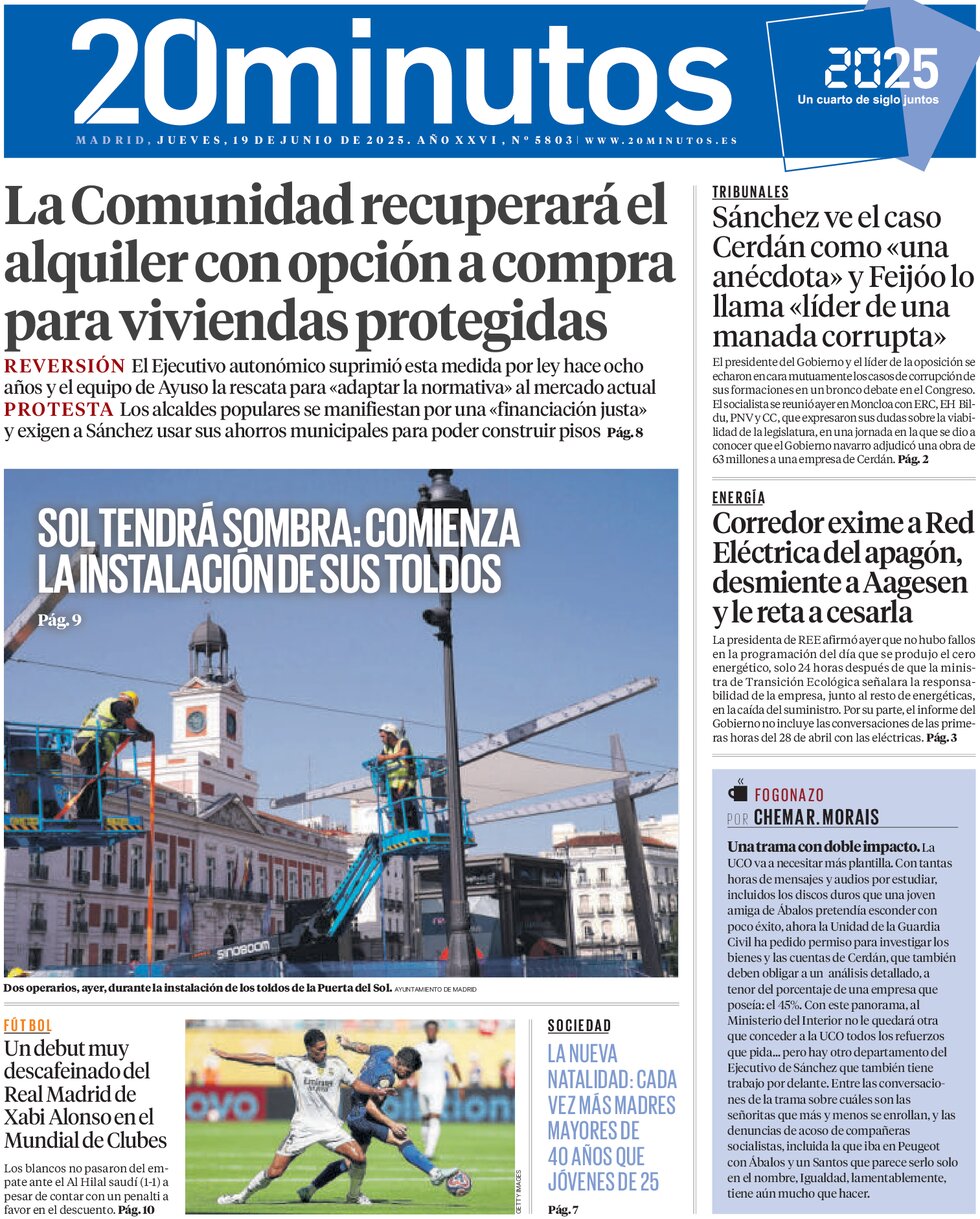 20 minutos (Madrid) - Front Page - 06/19/2025