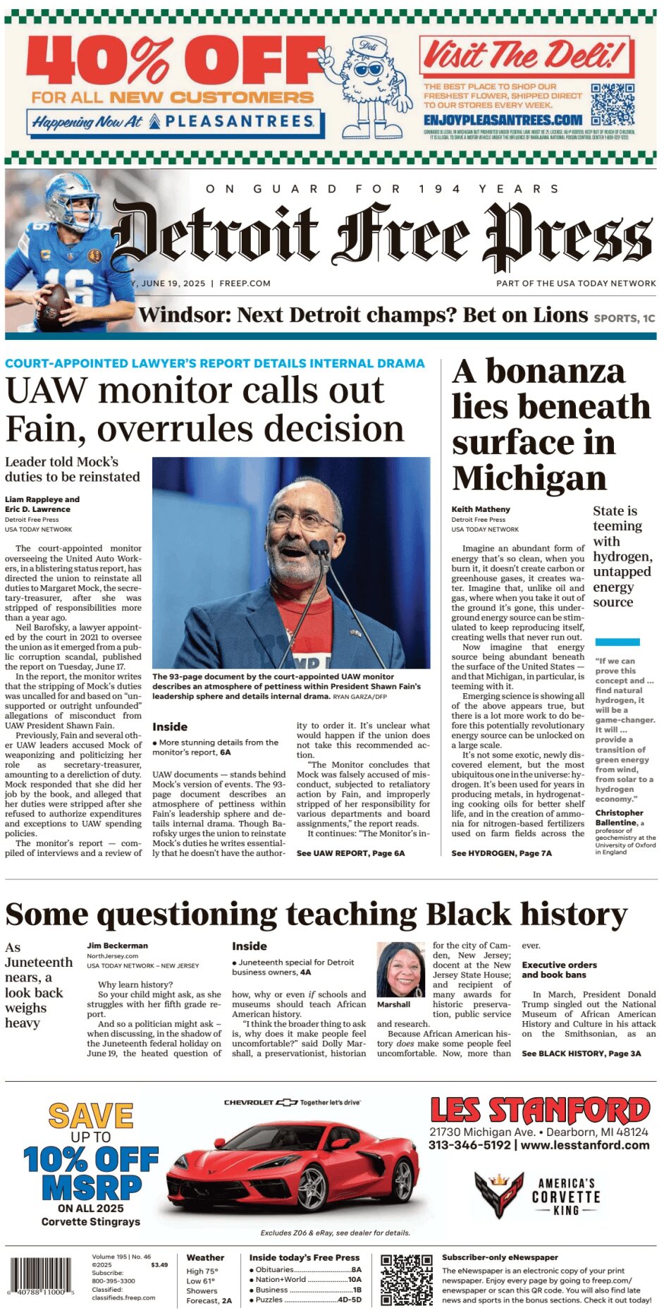 Detroit Free Press - Cover - 06/19/2025