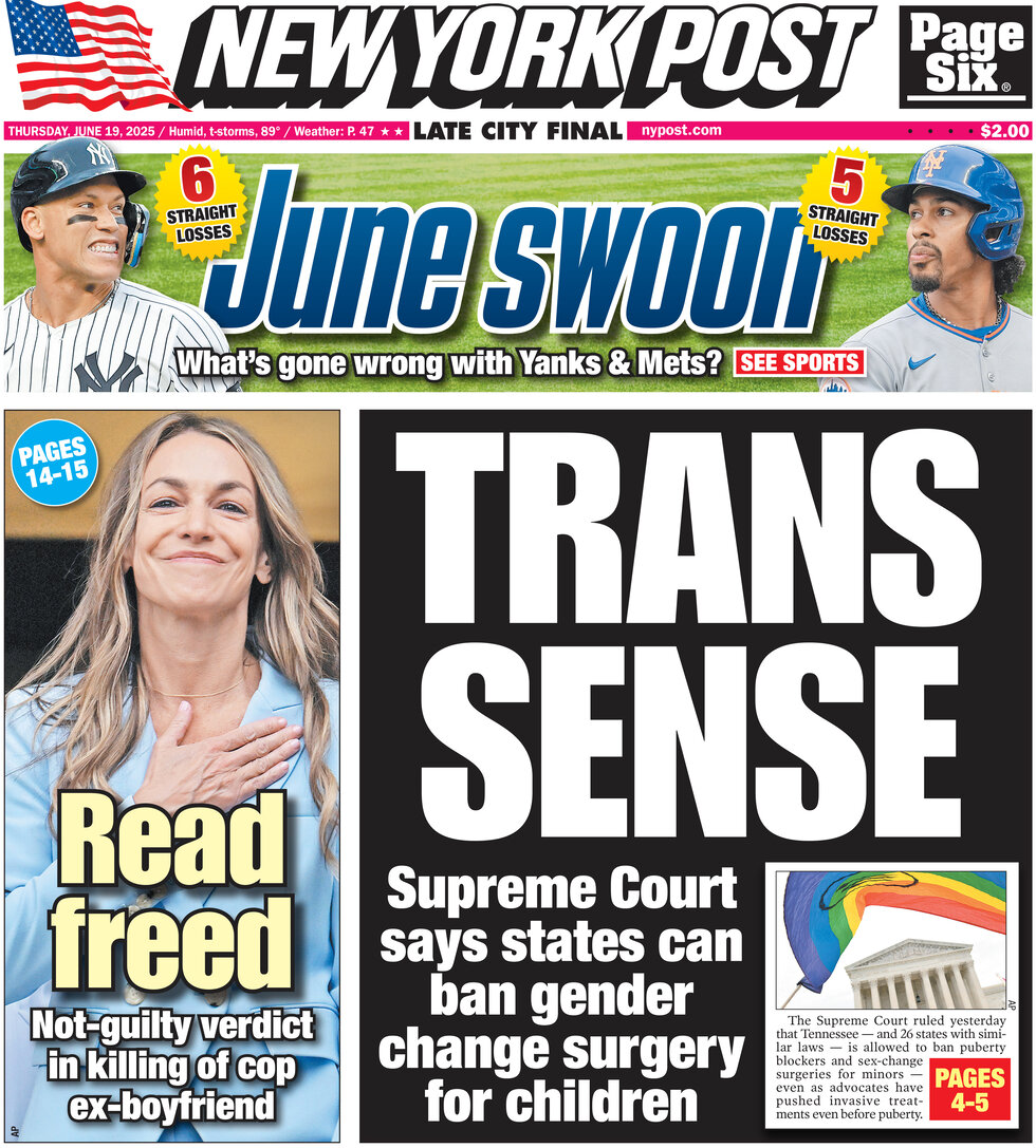 New York Post - Cover - 06/19/2025