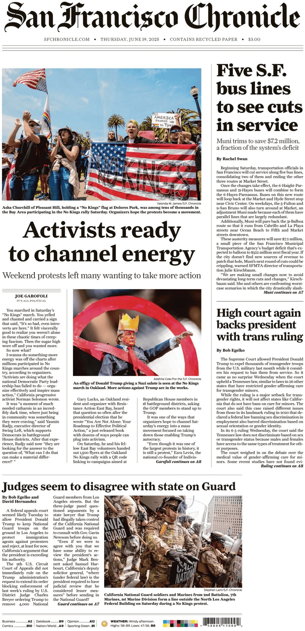 San Francisco Chronicle - Cover - 06/19/2025