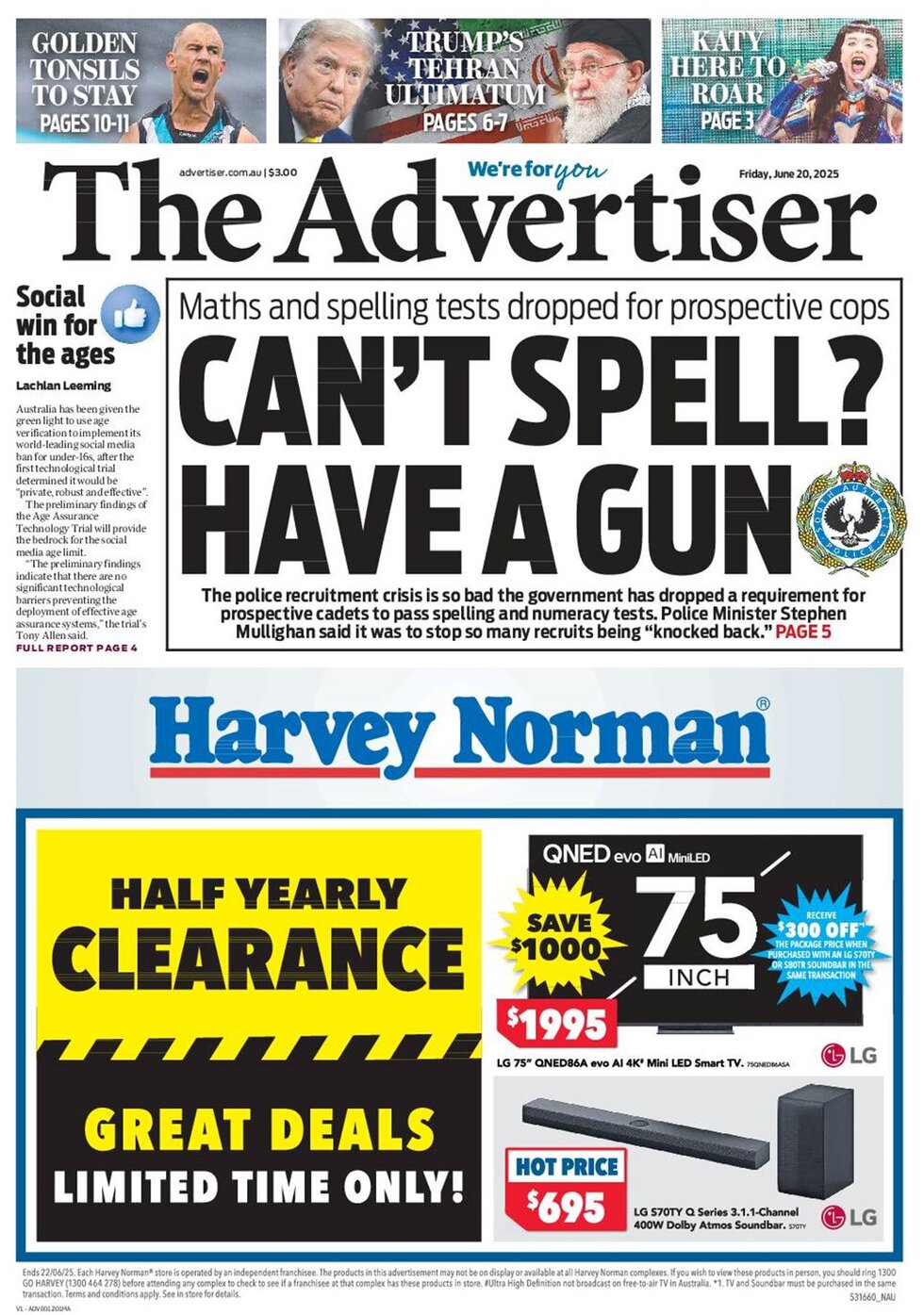 The Advertiser - Front Page - 06/20/2025