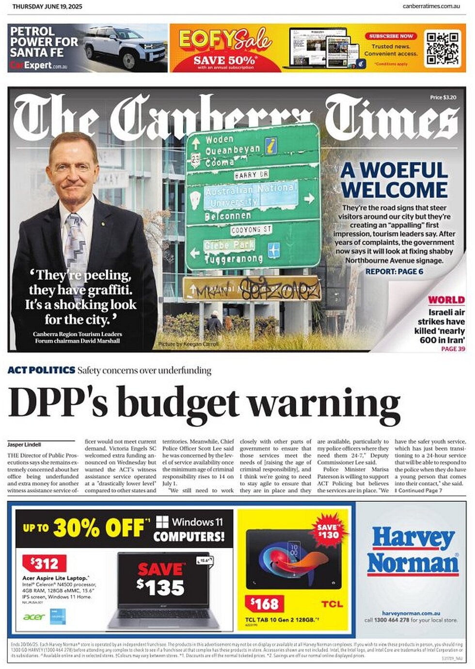 The Canberra Times - Front Page - 06/19/2025