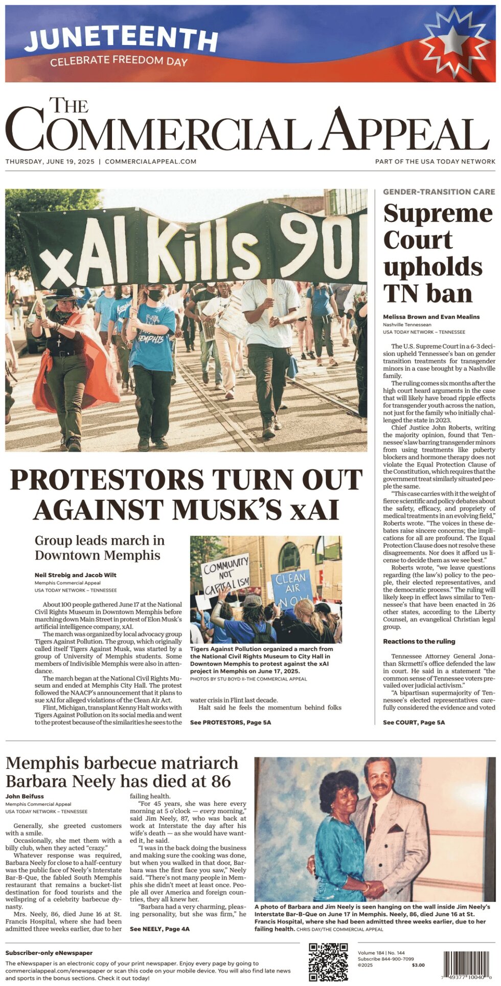 The Commercial Appeal - Cover - 06/19/2025