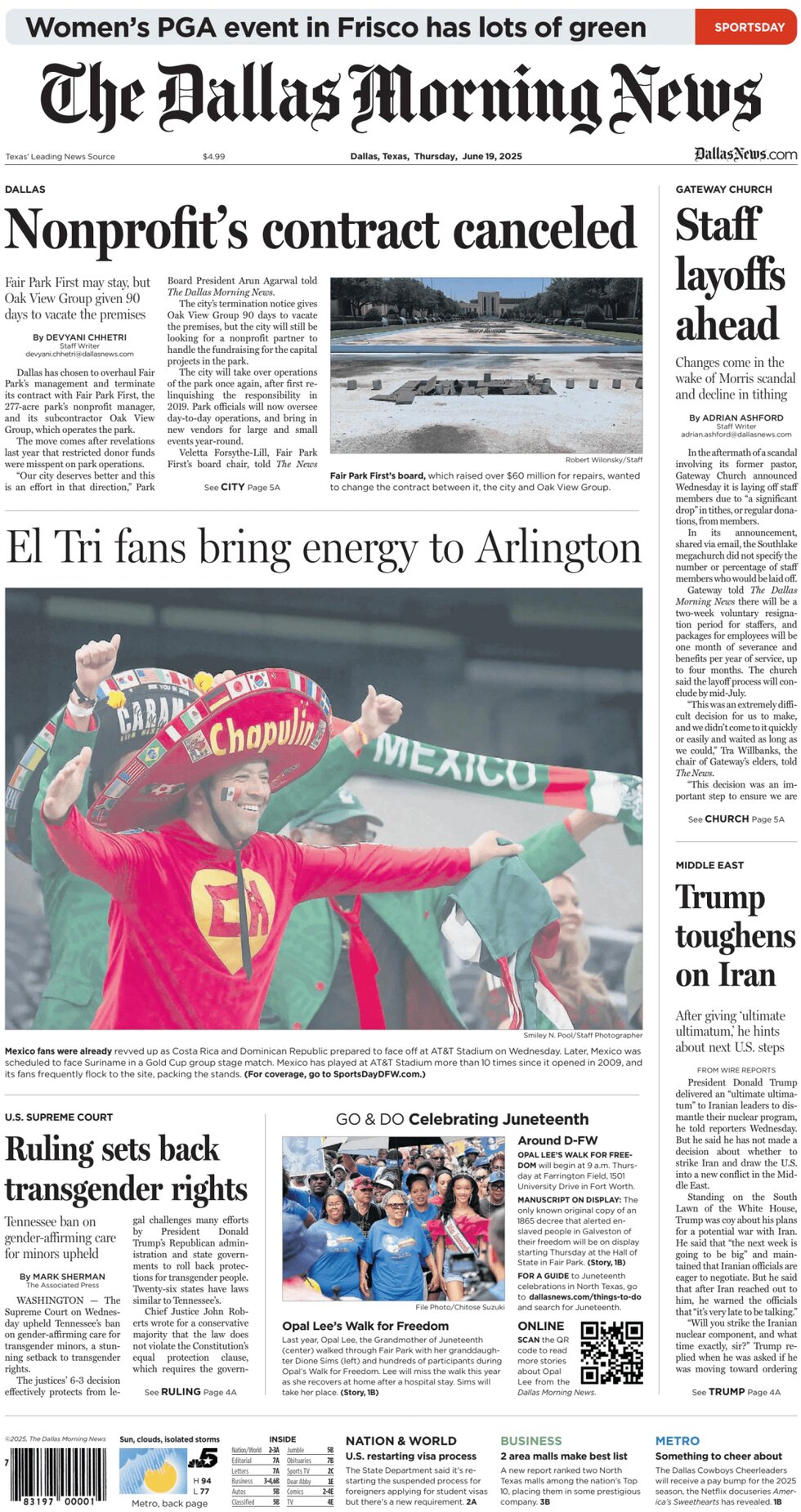 The Dallas Morning News - Cover - 06/19/2025