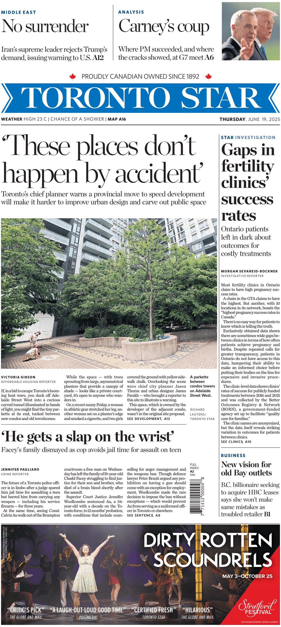 Toronto Star - Front Page - 06/19/2025