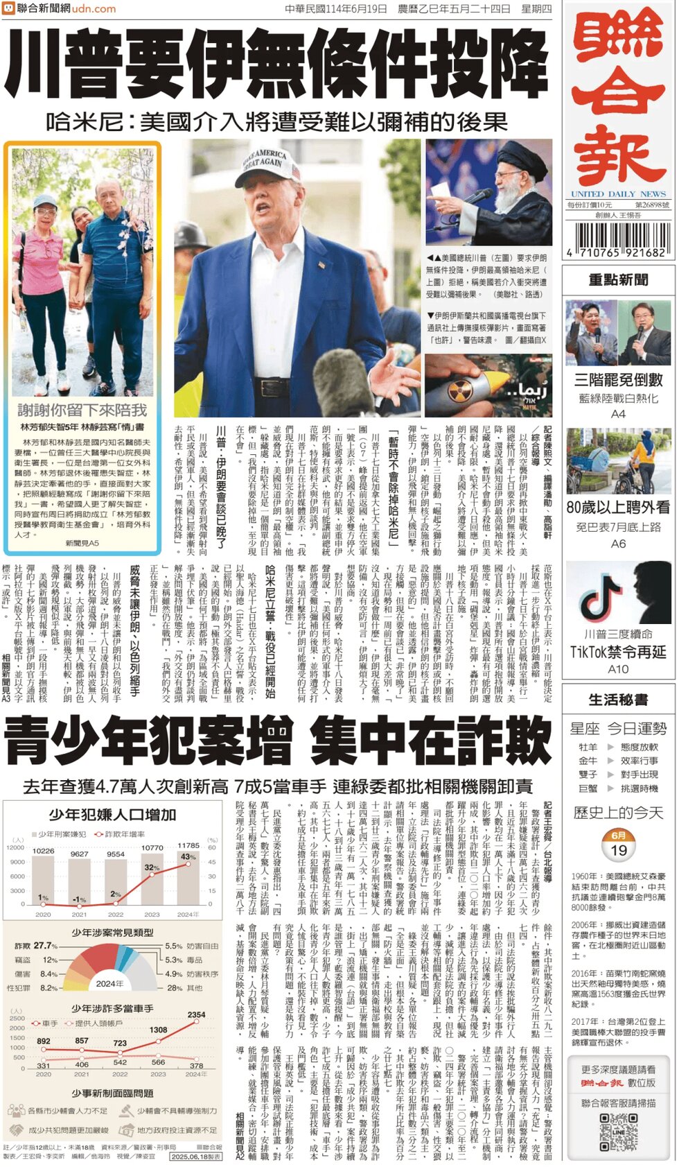 United Daily News - Front Page - 06/19/2025