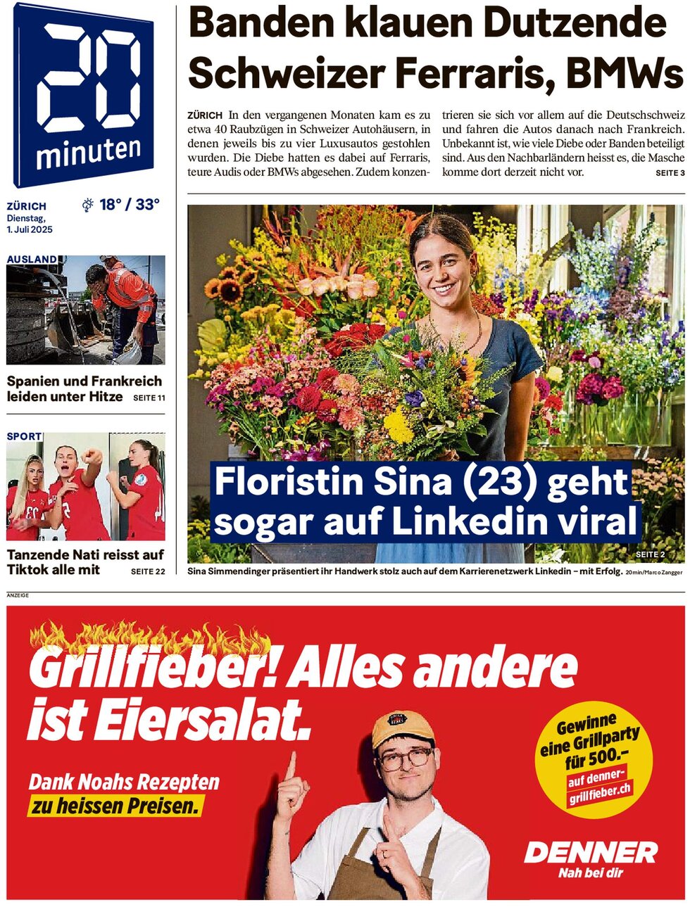 20 Minuten - Front Page - 07/01/2025