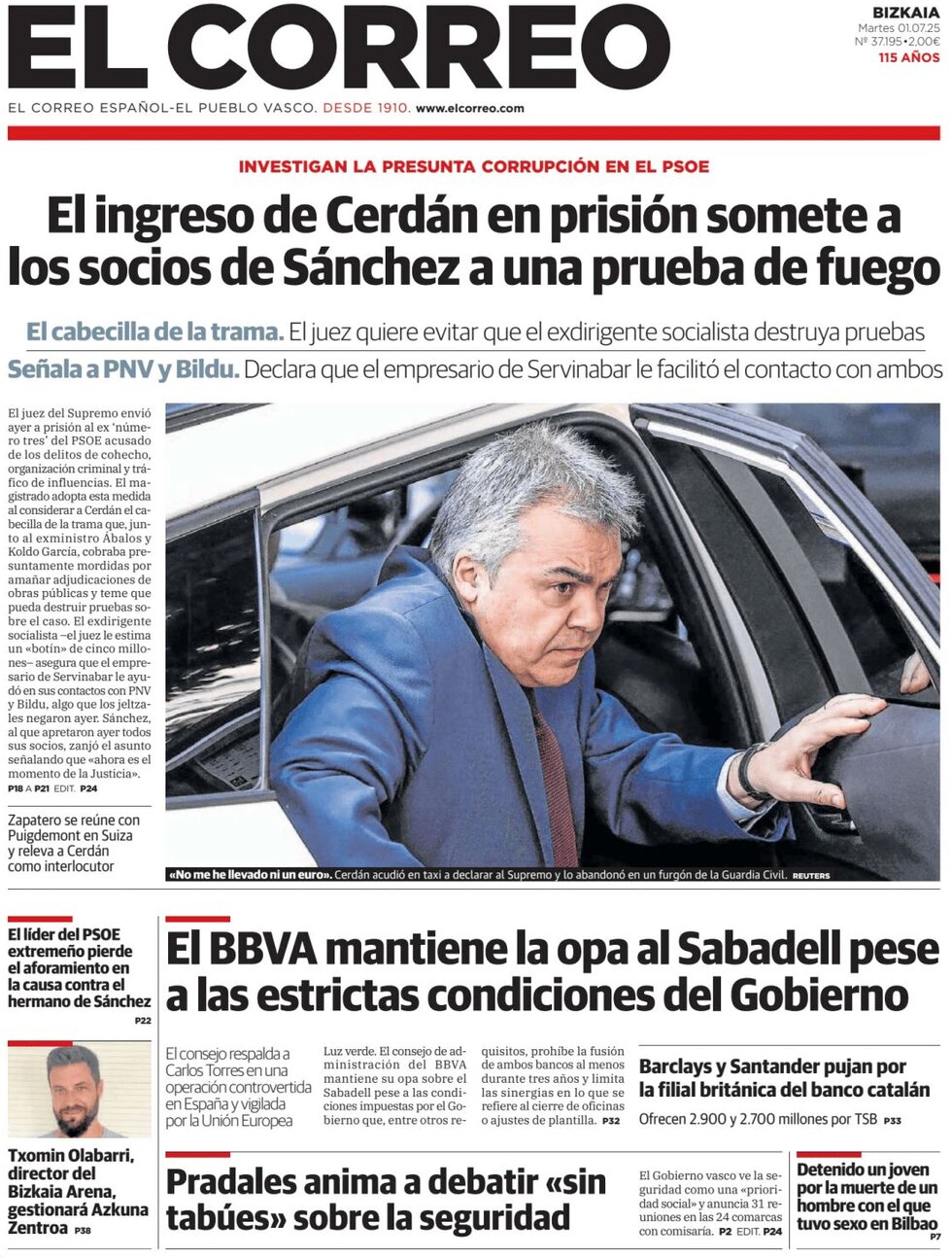 El Correo - Front Page - 07/01/2025