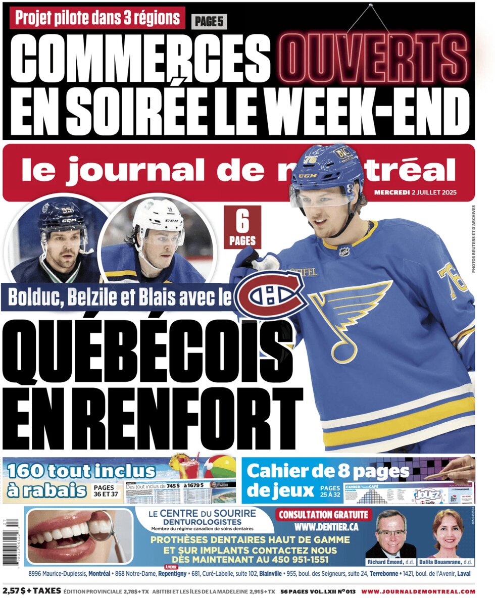 Le Journal de Montréal - Front Page - 07/02/2025