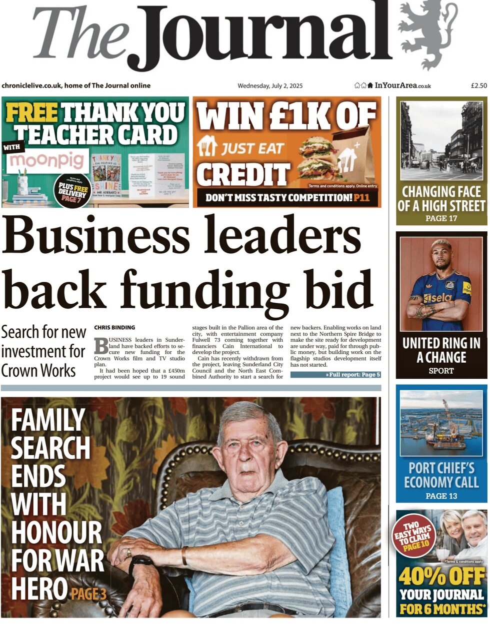 The Journal (Newcastle) - Front Page - 07/02/2025