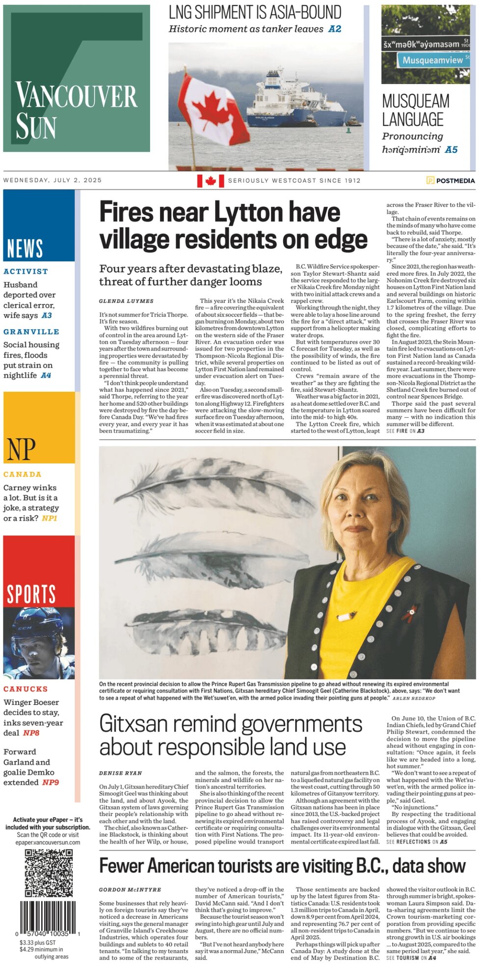 Vancouver Sun - Front Page - 07/02/2025