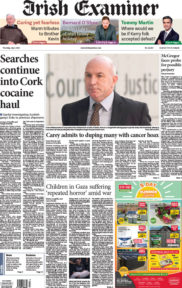 Irish Examiner - Front Page - 07/03/2025